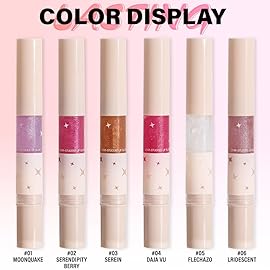 evpct 1Pcs Warm Pink Blush Red Pearlescent Shine Shimmer Glitter Lipstick Lip Gloss, Metallic Sparkly Sparkle Glossy Lip Gloss Tint Stain Liquid Lipsticks Makeup Set for Women Long Lasting Waterproof