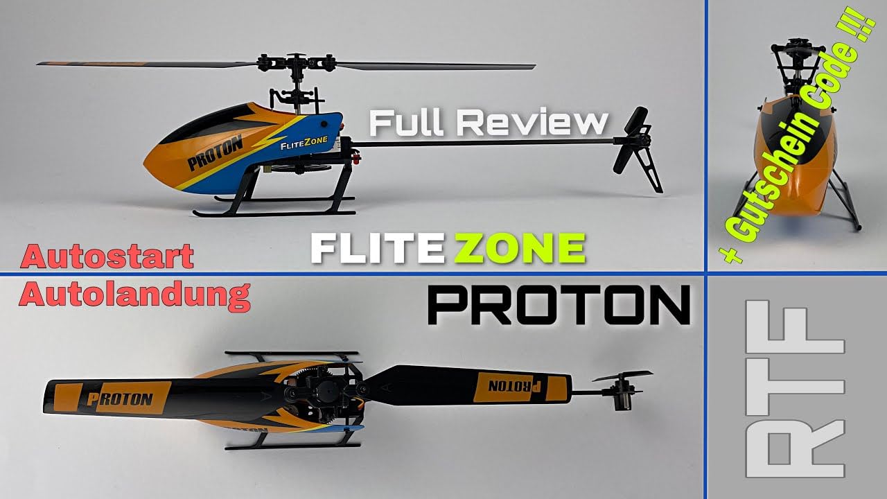 RC Helikopter Proton FBL, 4 Kanal, mit 6 Achsen Gyroscope und 2.4 GHZ Fernsteuerrung RTF Set