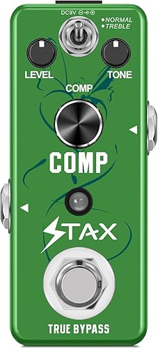 Stax Pedal de compresión para guitarra y bajo, pedal de efectos de compresión combinado con 2 modos para guitarra eléctrica, tamaño pequeño, True