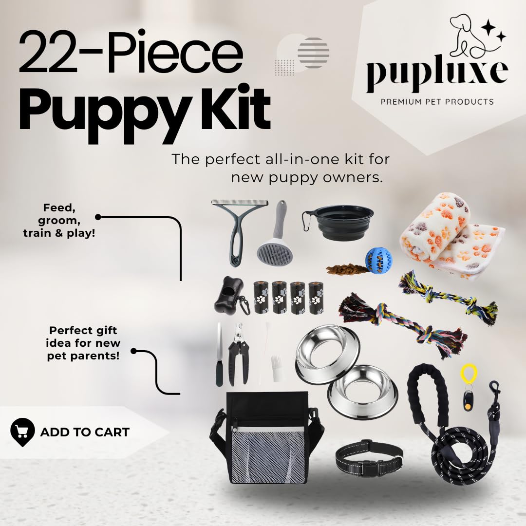 PupLuxe Puppy Starter Kit - Black 22 Piece Dog Training Kit | Great Puppy Gift for First Time & Experienced Owners | New Dog Bundle - image 2