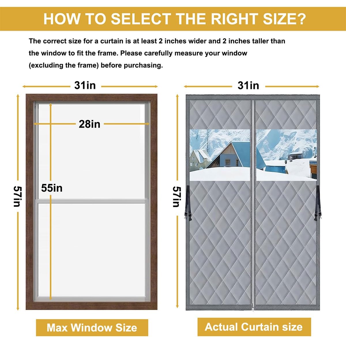 Sichtbare Thermo Cover Fenster, 100/120/140/150/200 cm Fenster-Isoliervorhänge für Wärme, Baumwoll-Fensterisolationsset Isolierte Fensterabdeckung für Winter(Gray,100x220cm)