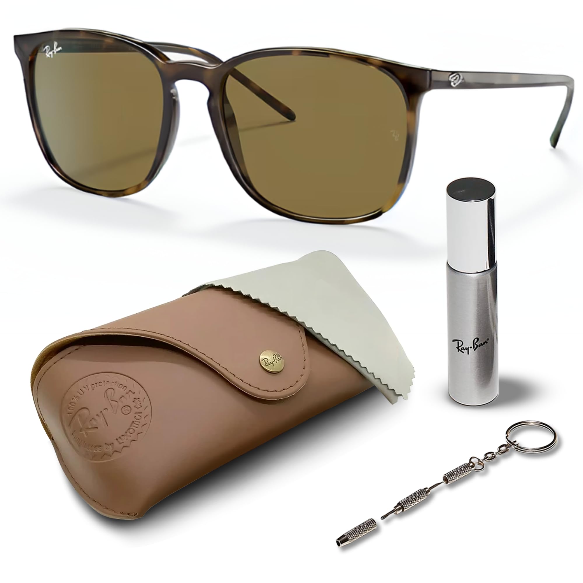 Ray-Ban RB4387 Square Shaped Sunglasses for Men & Women with Official RAYBAN Eyewear Kit