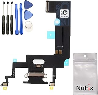 NuFix Replacement for iPhone XR Charging Port Flex Connector Board Module PCB Part Dock Connector USB Cable for iPhone XR A1984 A2105 A2106 A2108 Black