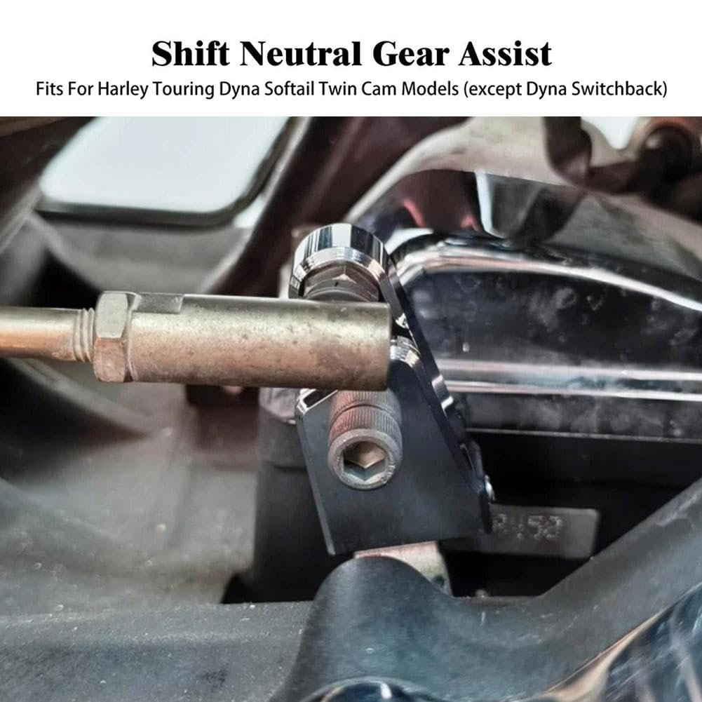 EZ Shift Neutral Gear Assist Kit Compatible with Harley Davidson Touring Dyna Softail Twin Cam, Silvery Aluminum Shift Lever Bracket, Easy Shift for Harley 1776-2026, Effortless Neutral Finder — view 2