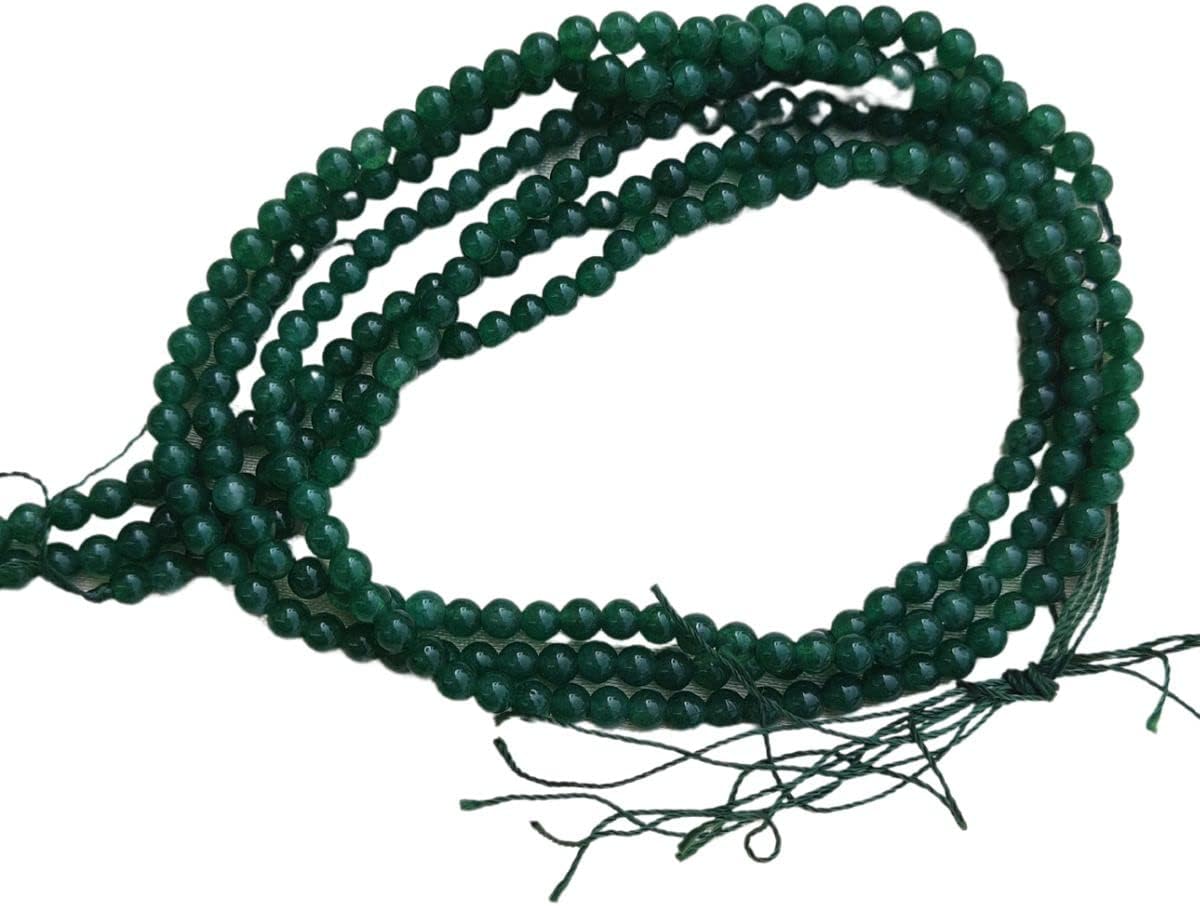Maitri Export Green Jade 4mm Round Loose Beads in String for Making Necklace/Jewelry/Bracelet/Mala
