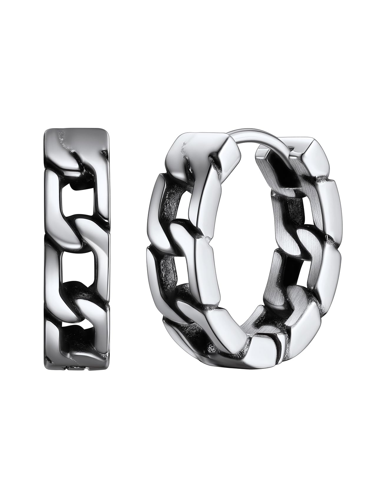 ChainsHouse Ohrringe für Herren Damen Edelstahl Creolen Ohrstecker mit Ketten Ohrhänger/Achteck/Legel/Triangel Design Hoop Kreolen Punk Ohrpiercing Ohrschmuck Modeschmuck für Männer Frauen