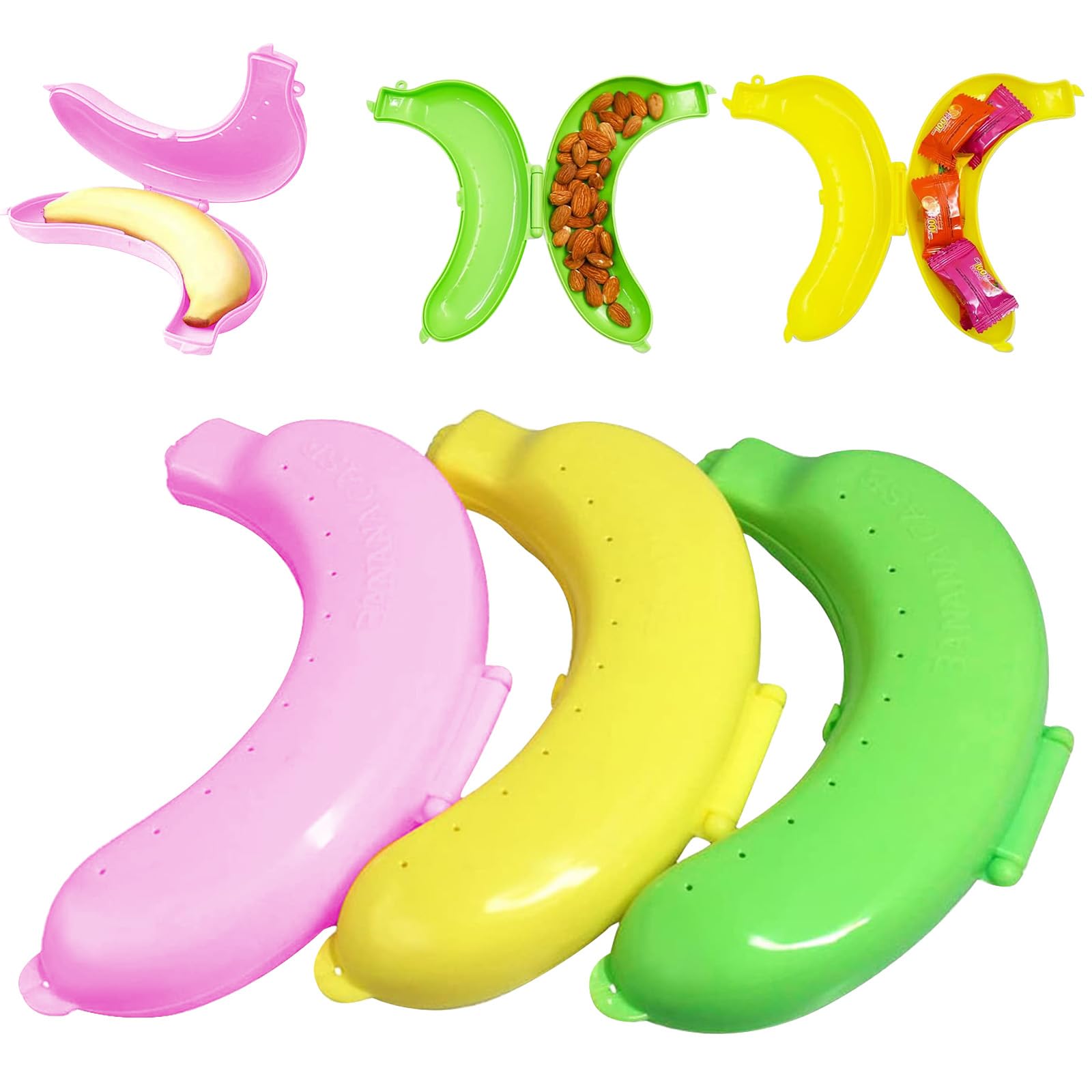 3 Pcs Banana Case,Plastic Banana Guard Lunch Box Protector Container, Carrier Banana Plastic Protector Storage Box Food Fruit Storage Carrier Anti Bruising Case