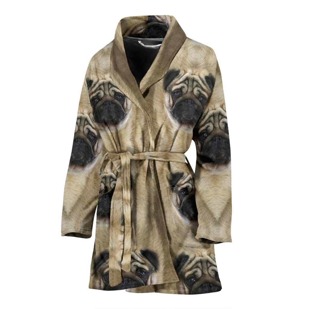 Cute Pug Dog Print Women's Bath Robe Universal Fit Women's Bath Robe - Cute Pug Dog Print Women's Bath Robe