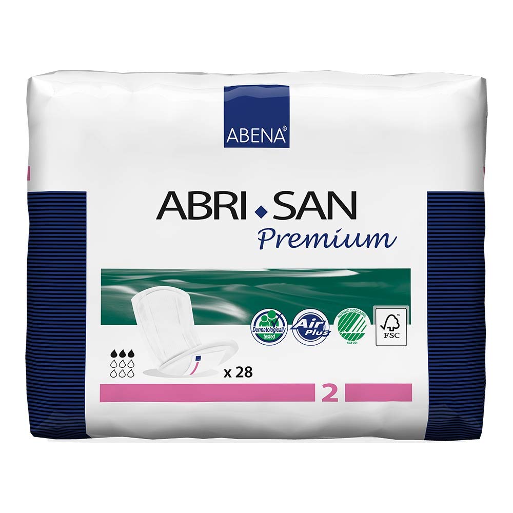 AbenaAbri San 2 Premium Incontinence Pads (4" x 10") - Bag of 28