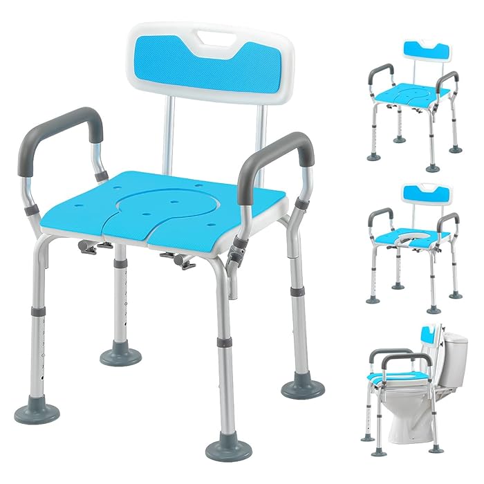 Buy HEAO 3 in 1 Shower Chair with Arms and Back, Adjustable Toilet