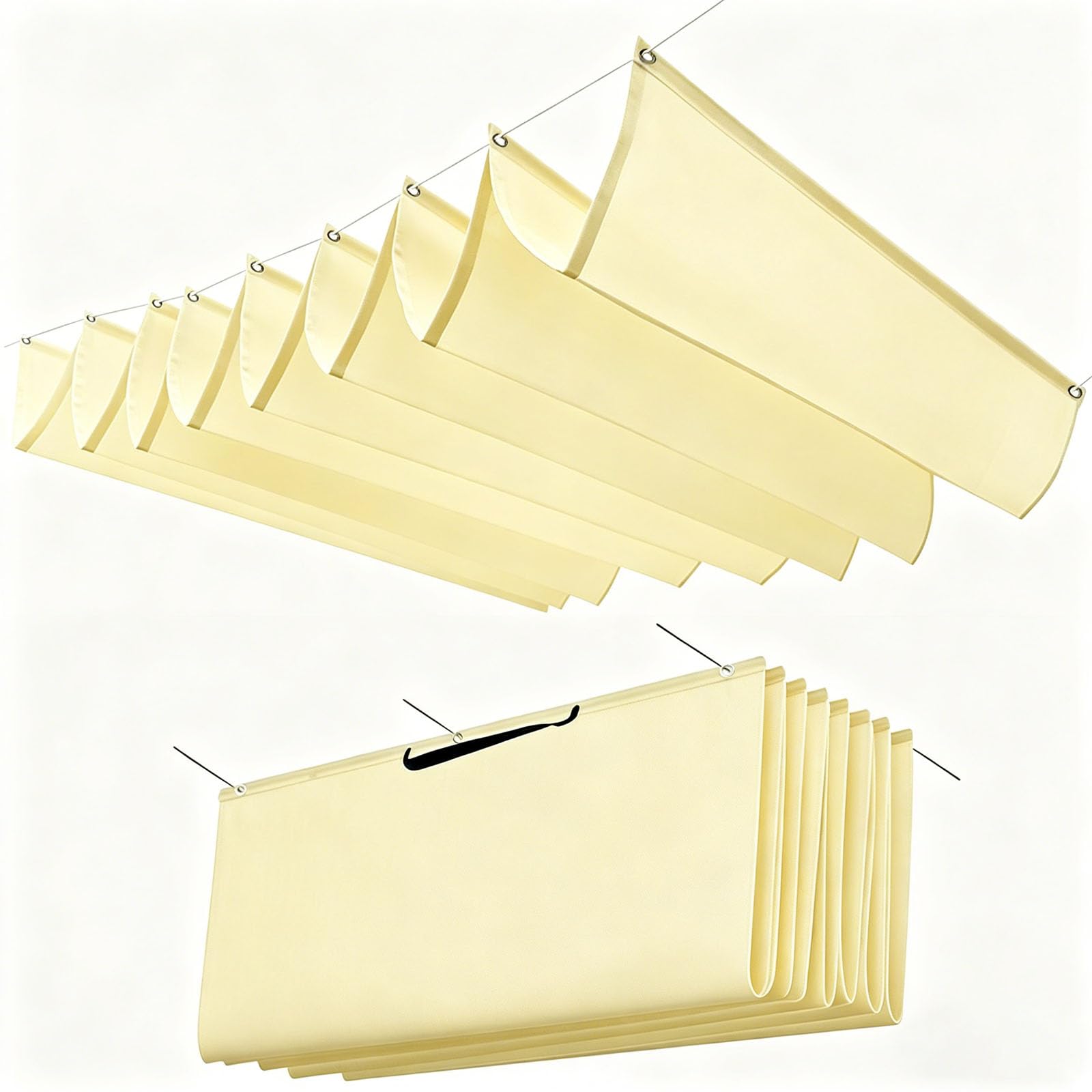 Sun Shade Sail Retractable Wave Rectangle Awning Canopy, Retractable Wave Sun Shade Sail,Protection, Sun Protection for Patio, Pergola, Garden-beige||250x300cm