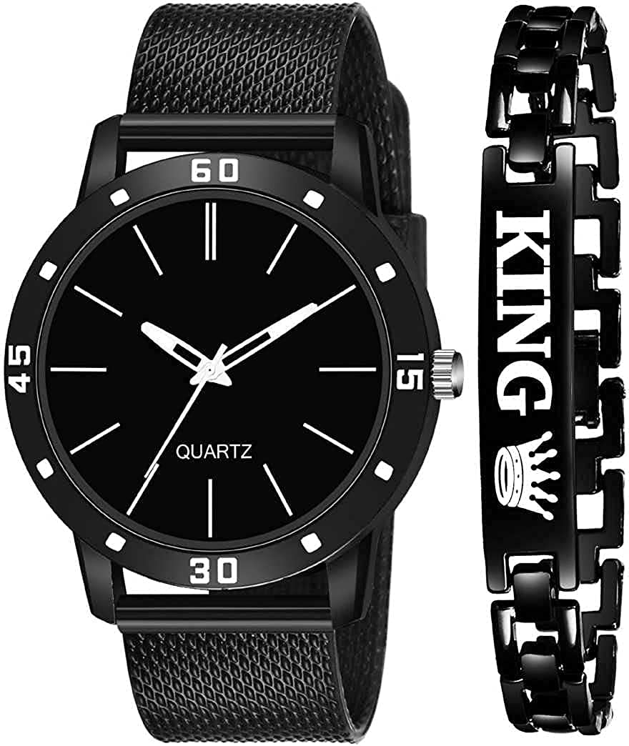 just like Analog Rubbers Strap Watch with King Bracelet Set of 2 Watches (Black) (B0BNNH2XBL) Amazon Price History, Amazon Price Tracker