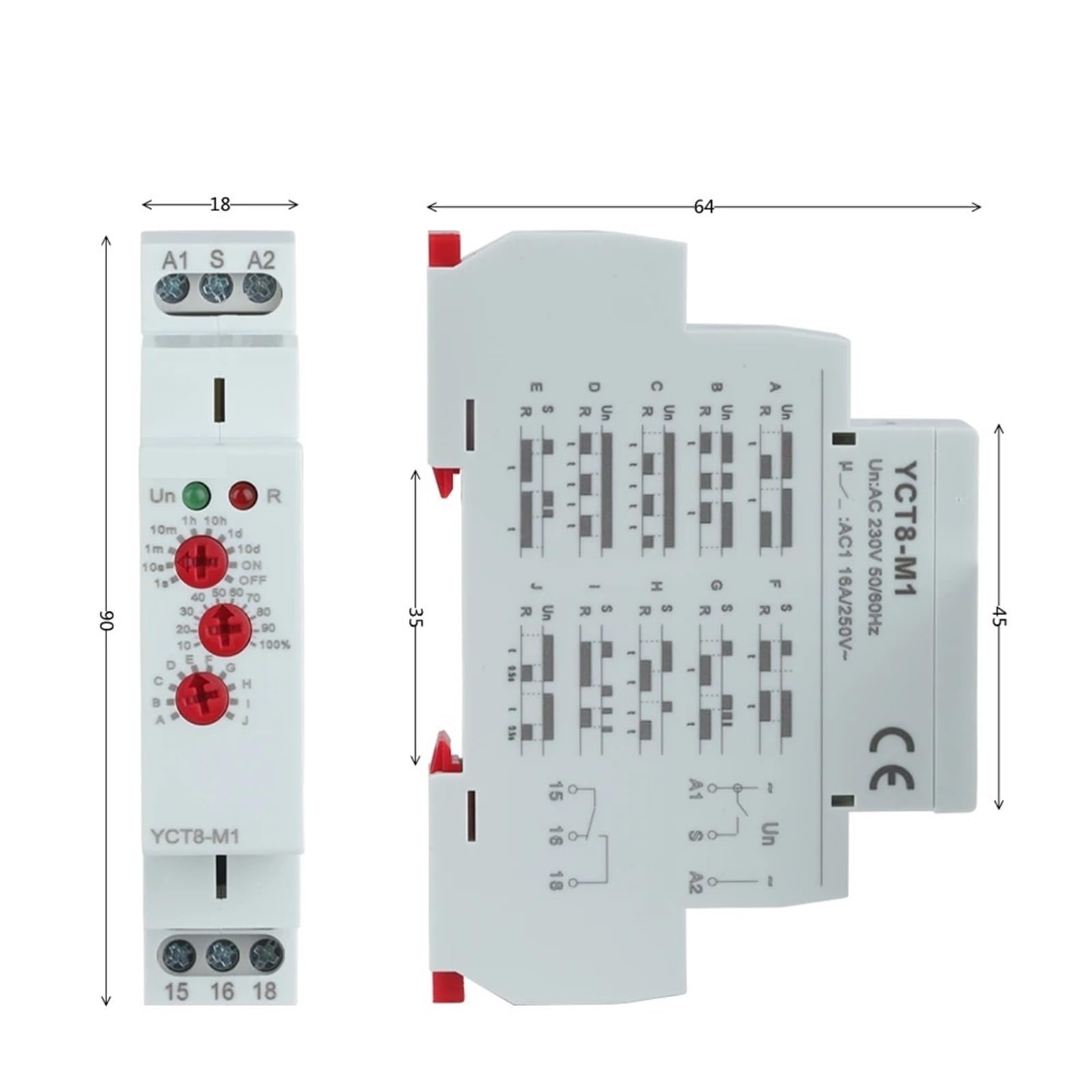 CNC YCT8-M 16A Multifunctional Timing Relay AC 230V 1pcs(YCT8-M1)