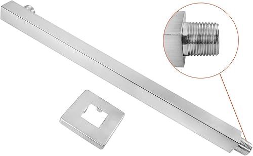Miniatura 3 de NearMoon Brazo de ducha de 16 pulgadas, extensor de extensión de cabezal de ducha de lluvia, con brida y cinta de teflón, hecho de acero inoxidable