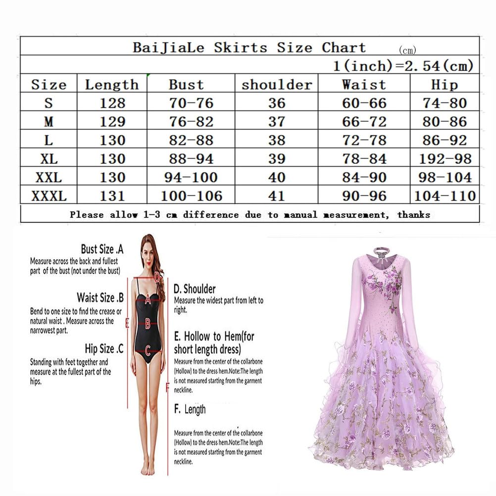 Abiti da Ballo da Competizione Professionali A Maniche Lunghe Gonna da Ballo A Ruota Grande da Donna per Feste di Valzer Abbigliamento da Danza Moderna Abiti da Banchetto