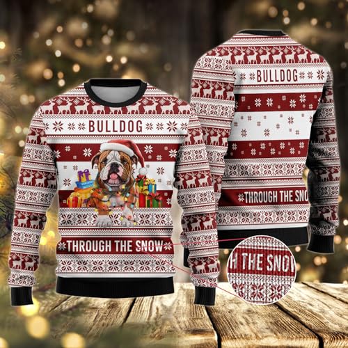 Ugly Christmas Sweaters for Women Men, Dog Xmas Mens Sweatshirt Winter Holiday Crew Neck Shirt Set 182