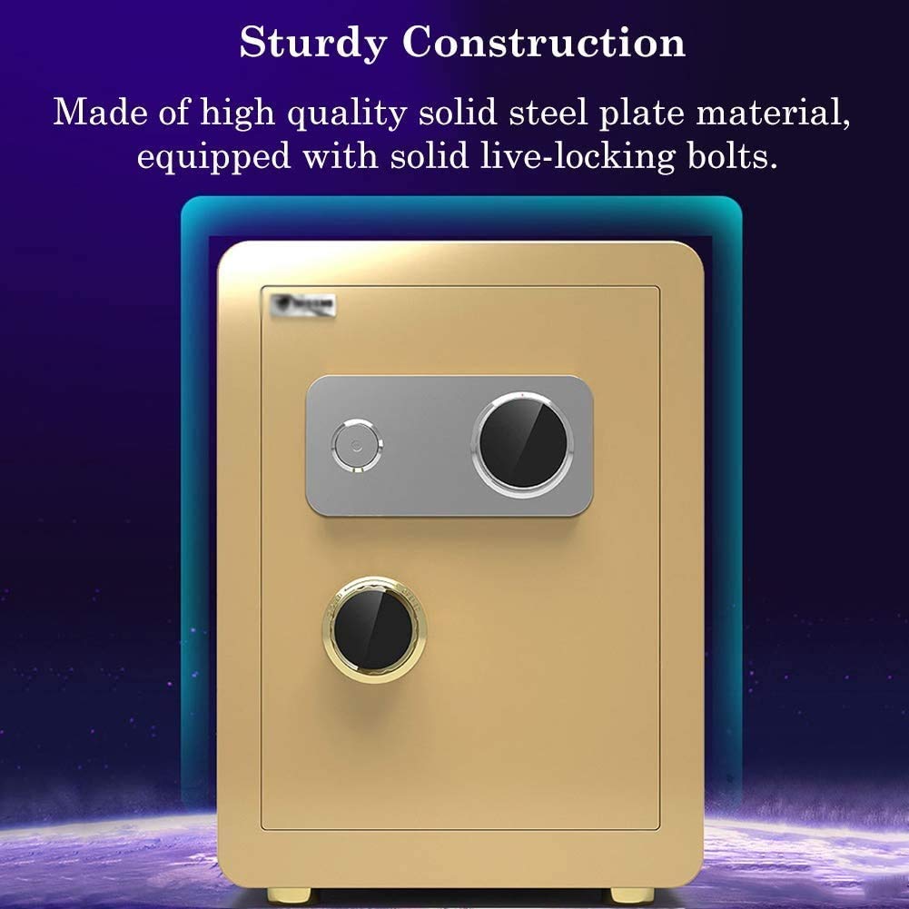 Security Safe Box, Safe Box with Mechanical Password, Cabinet Box Strongbox Lock Home Office Steel Depository Safes, Metal Panel,Brown