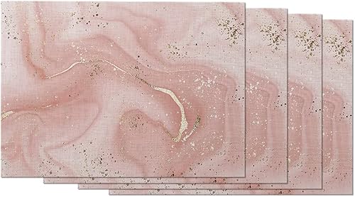 EKOBLA Mantel individual de mármol estético, antideslizante, de lino, lavable, color rosa, dorado, brillante, para mesa de comedor, cocina, EKOBLA Mantel individual de mármol estético, antideslizante, de lino, lavable, color rosa, dorado, brillante, para mesa de comedor, cocina,