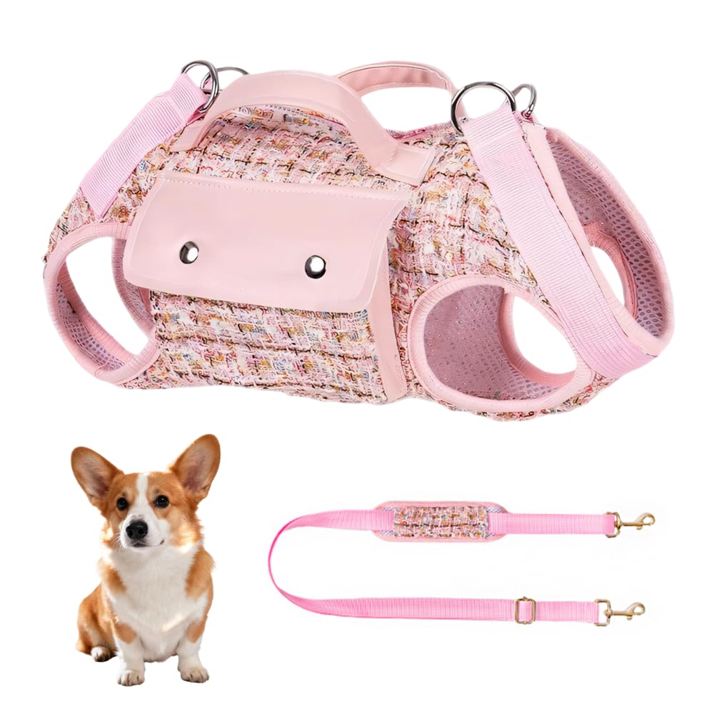 Dog Lift Harness Backpack, Breathable Pet Lift Harness with Magnetic 2-Bags & Adjustable Shoulder Straps for Small-Medium Pets