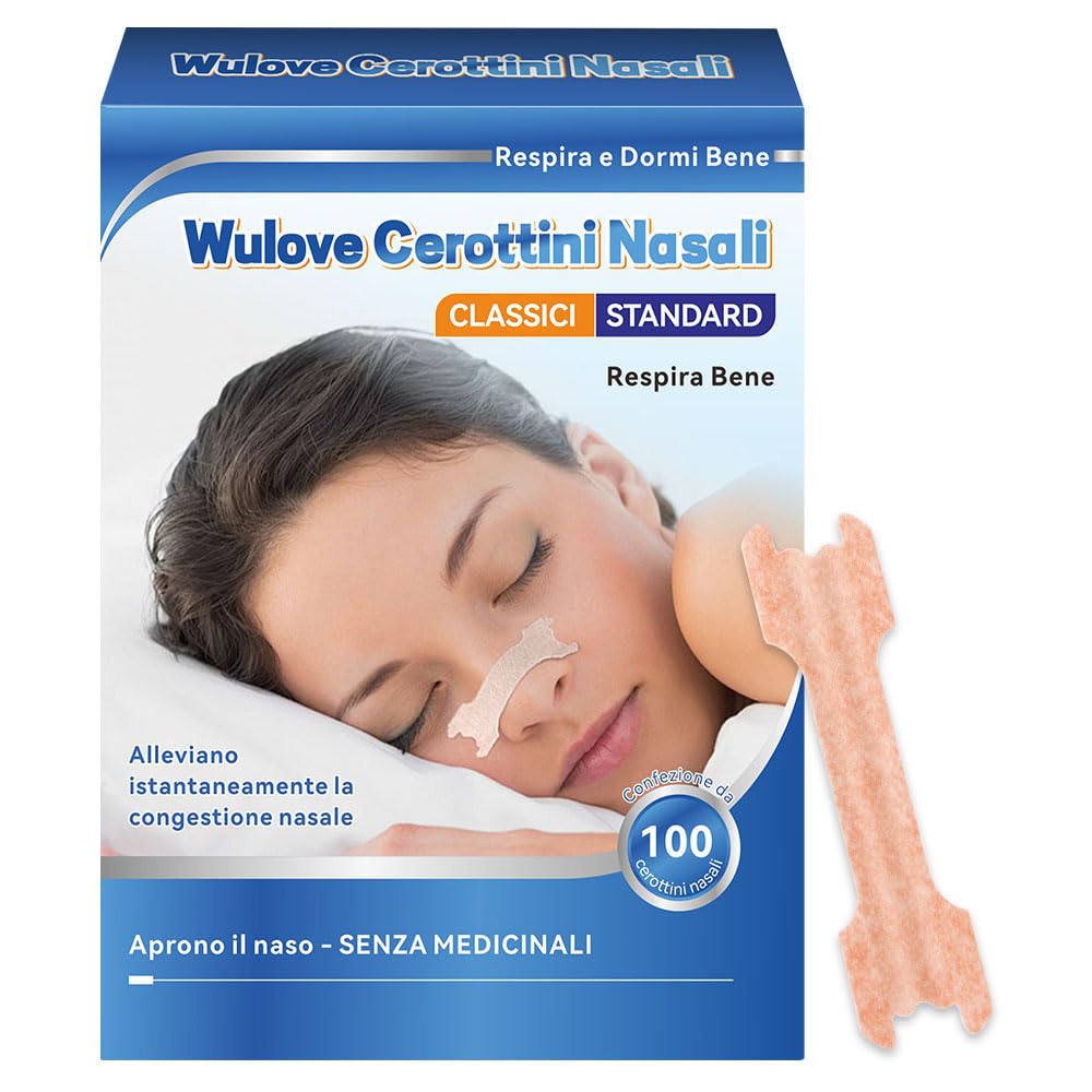 Wulove Nasal Plasters, 100 Pieces Anti-Snoring Nasal Patches for Easy Breathing, Nasal Patches Breathes Well Reduce Snoring, Improve Sleep Breathing, 66 x 19 mm