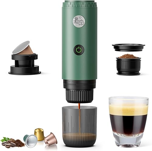Miniatura 11 de Cafetera portátil 2 en 1, máquina de café espresso portátil de 20 barras con calefacción automática, compatible con NS y café molido para