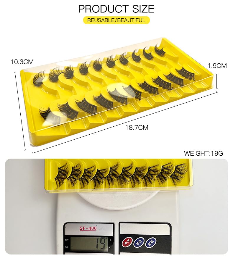 Miniatura 6 de 10 pares de pestañas postizas de banda transparente, diseño LASGOOS, aspecto natural, cruz de esquina, falsas, uso diario, para uso diario, mini