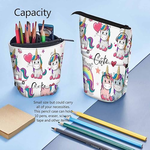 Miniatura 4 de Swono Estuche de lápices de unicornio de dibujos animados lindo pareja de unicornio de pie Estuche para lápices Estuche para lápices Estuche para