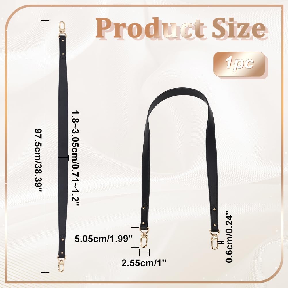 WADORN Genuine Leather Purse Strap, 38.4 Inch Cowhide Leather Replacement Shoulder Strap Handbag Handle Short Crossbody Strap with Swivel Buckles Purse Shoulder Bag Making Supplies