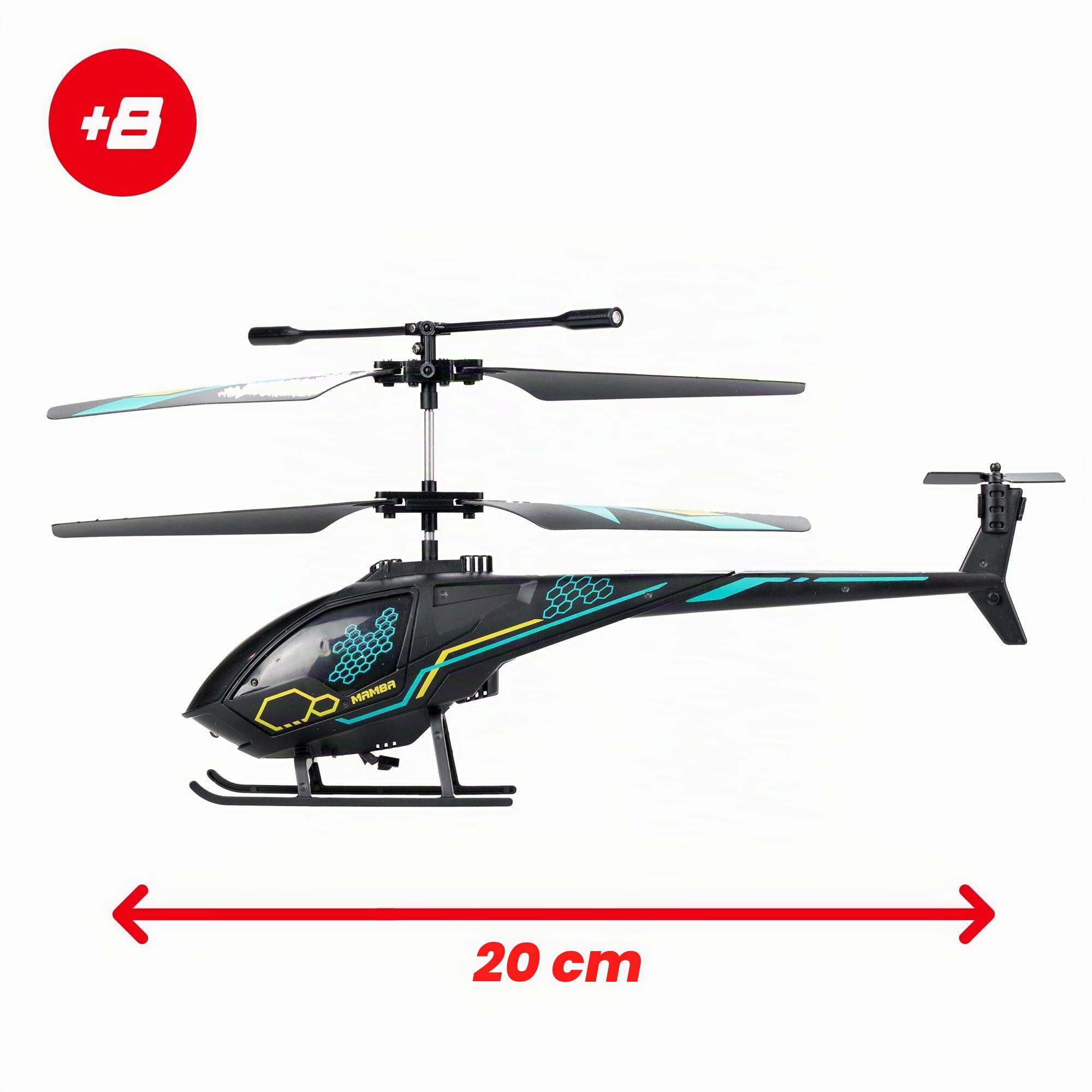 Bizak FLYBOTIC Air Mamba, elicottero radiocomandato con 2 canali con luci a LED, giocattolo di facile controllo a infrarossi per principianti, regalo di partenza di 8 anni di età, (62004753)