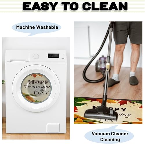 Miniatura 5 de Bountiful Pumpkin Maple Leaf Kitchen Rugs and Mats, Non Skid Absorbent Resist Dirt Kitchen Mat Runner Comfort Standing Floor Mat 39"x20" for Kitchen