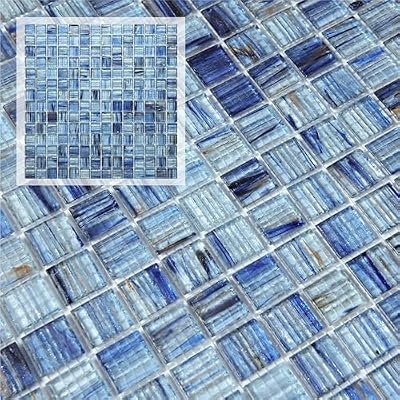 8 Sheets Glass Mosaic Tiles Backsplash, 12” x 12” Light Blue Backsplash Tile for Kitchen Bathroom Swimming Pool Shower Wall (8 sq.ft)