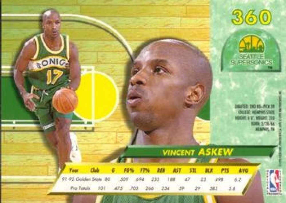 70's デッドストック! ナバホ族 ピクトリアルバスケット/ホーリーピープル Amazon.com: 1992-93 Ultra Basketball #360 Vincent Askew Seattle