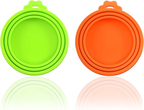 2 fundas de silicona para latas de alimentos para mascotas, para todos los tamaños estándar de latas para perros y gatos, multicolor