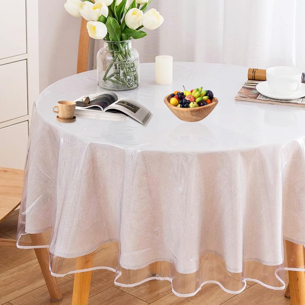 DASIAUTOEM Tischdecke Transparent Rund, Durchsichtige Tischdecke, Tischfolie Durchsichtig, PVC Folie Fettdicht Tischschutzfolie Tischschutz, Rund Klarsicht Durchmesser 140 cm