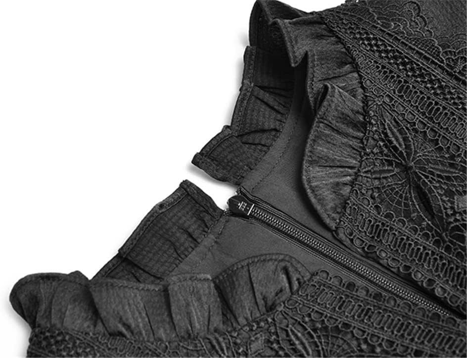 お買い得！！★Bciopll★秋の女性のドレスランタンスリーブ V ネック襟水溶性パッチワークベルトカジュアルドレス