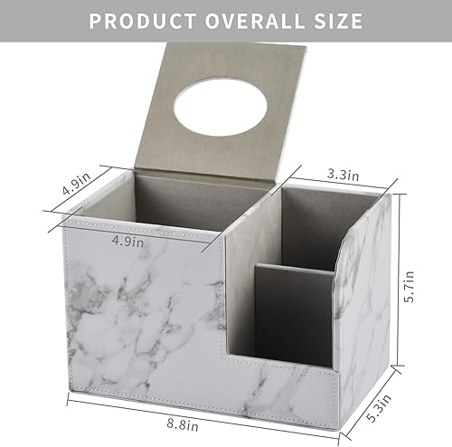 Miniatura 2 de Caja de pañuelos de piel sintética, cuadrada, multifuncional, para baño, con 2 compartimentos, soporte para control remoto, cubo, caja de