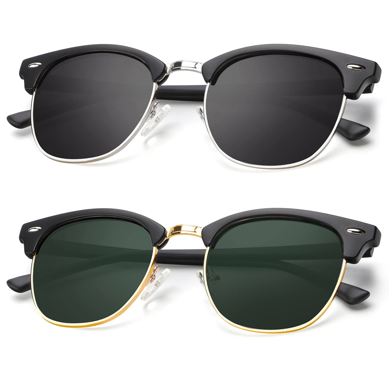 KALIYADI Polarized Sunglasses for Men and Women Semi-Rimless Frame Driving Sun glasses UV Blocking