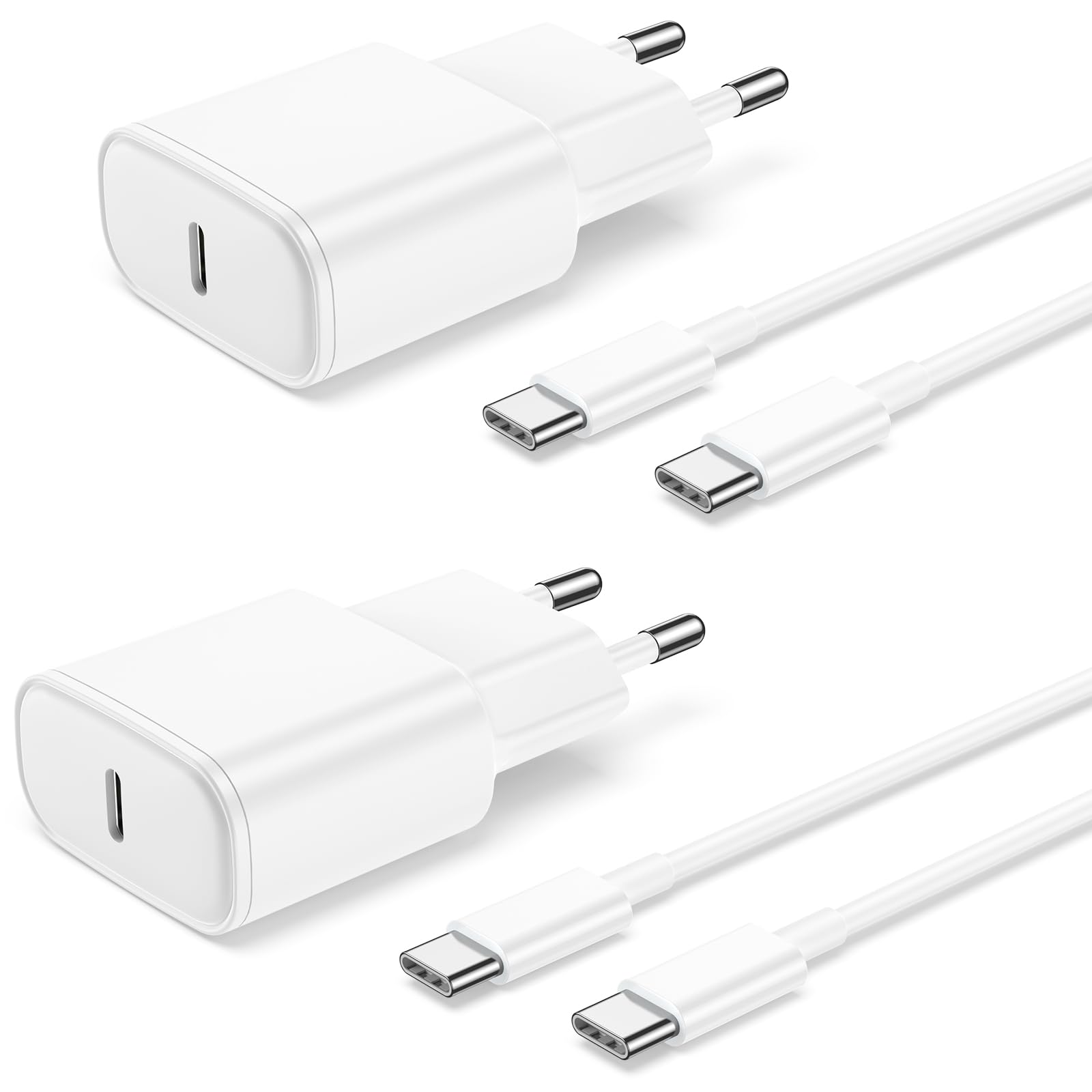 Cargador iPhone 17 16 15, 2Pack Carga Rapida iPad Cargador USB C 20W Enchufe con 2M Tipo C Cable para iPhone 15/16/17/Pro/Plus/Pro max/17Air/17Plus/16Pro/iPad Pro/Air/Mini Carregador Rapido Adaptador