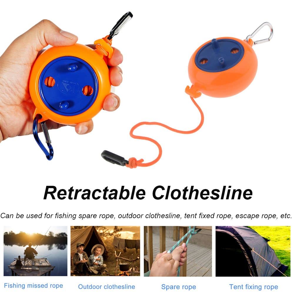 26ft Retractable Clothesline Portable Camping Travel Clothes Line Elastic Adjustable Clothesline for Outdoor/Indoor, Camping, Backyard, Hotel
