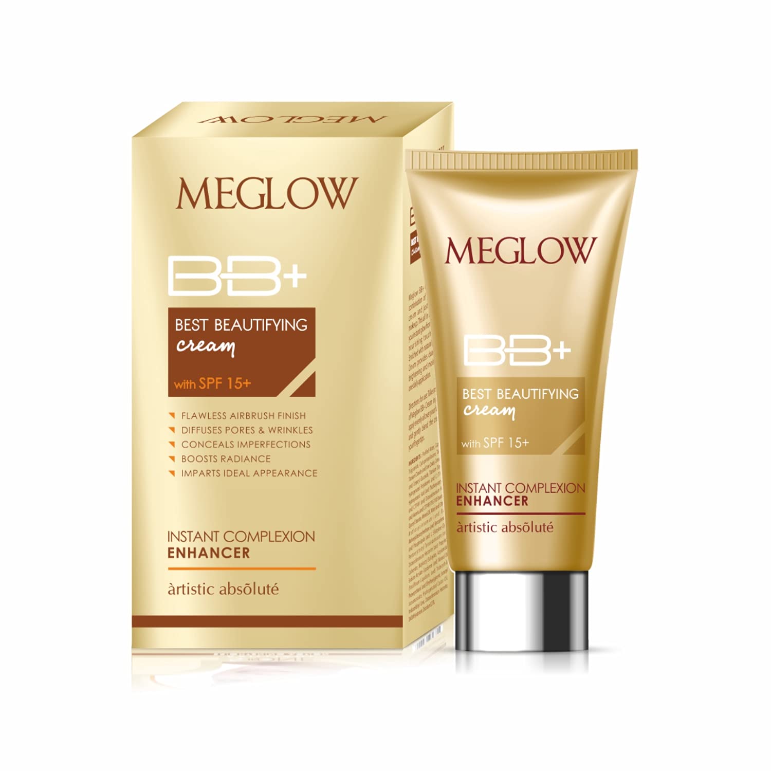 Sponsored Ad - Meglow Best Beautifying BB+ Cream with SPF 15+ for Face Makeup | Skin brightening Cream for Instant Glow - Pack of 2 (30g each)