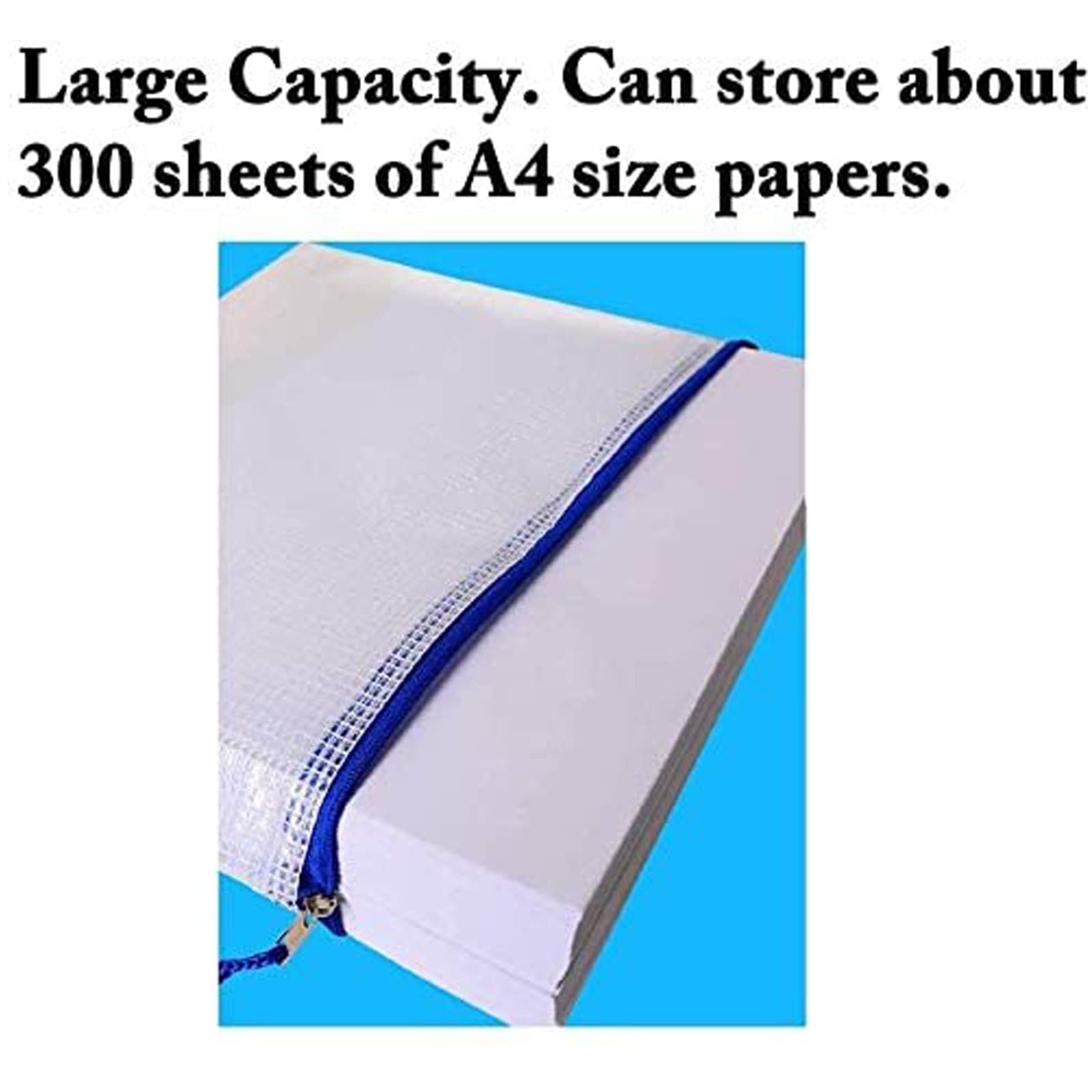 A4 Zip Wallets, 12pcs Blue Plastic Wallets Folders, Document Folder - View #3