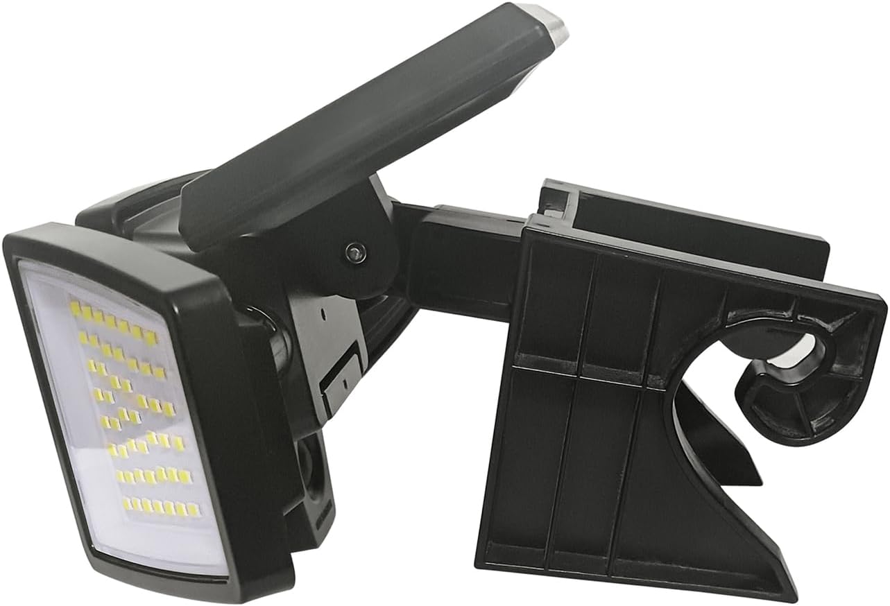 Insert Solar Lights AMS1971 1,000 Lumens Motion-Activated Triple-Head Solar-Powered Security Light with Tool-Free Gutter Mount Bracket (Black)