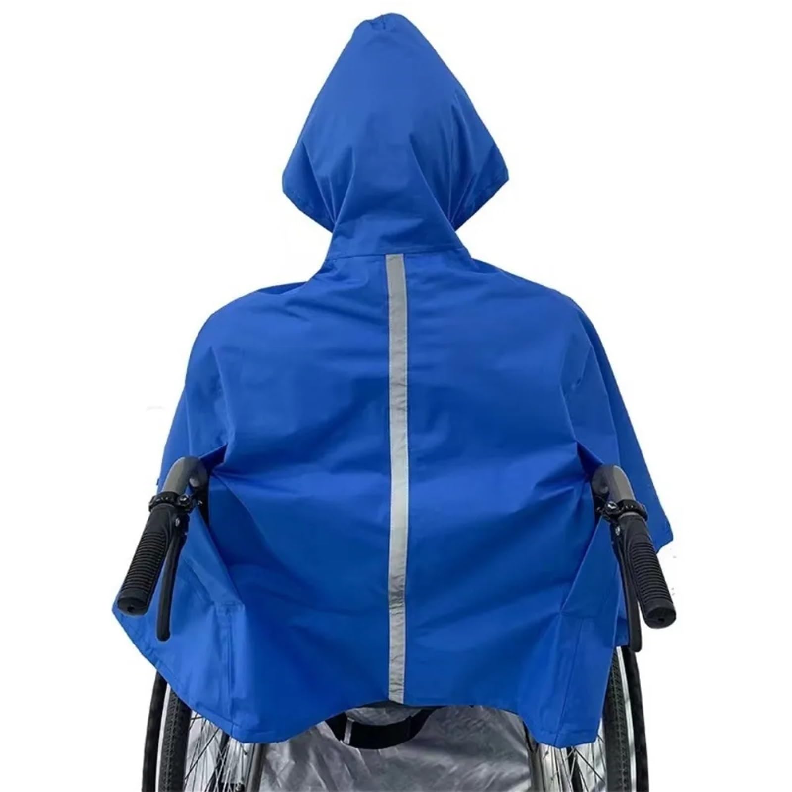 Poncho De Lluvia Poncho de Lluvia Reutilizable for Silla Ruedas for Personas Mayores, con Tiras Reflectantes, Impermeable, Resistente al Viento, Ligero y Plegable(Dark Blue)