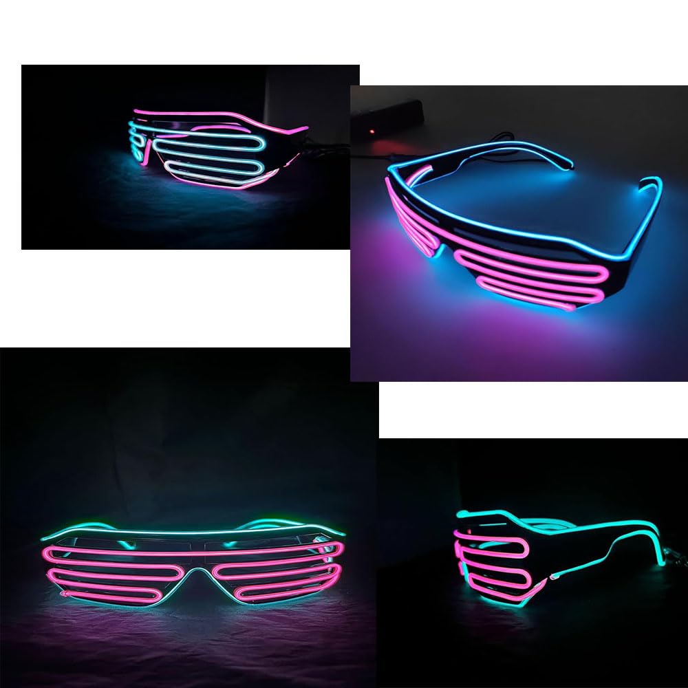 Leuchtende Disco-Rave-Brille für Männer und Frauen, leuchtende LED-Neon-Sonnenbrille, Rave-Party, EDM-Kostüme, Brillen, verwenden Sie AA-Batterien