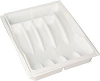 Rubbermaid Adjustable Cutlery Tray White - Expandable Drawer Organizer 11.5-19" Wide, Non-Slip Grips, Dishwasher Safe