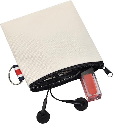 Miniatura 6 de Paquete de 12 monederos de lona, bolsas cuadradas con cremallera pequeñas, 4-14 x 4-14 pulgadas (natural)