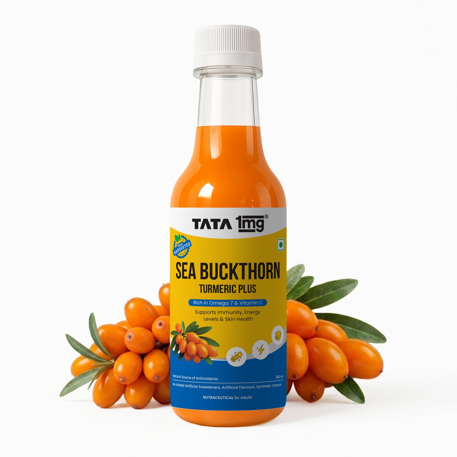Tata 1mg Sea Buckthorn Turmeric Plus Juice | Rich in Omega 7 & Vitamin C | Supports Immunity, Skin Health & Energy Levels | Antioxidant-Rich Nutraceutical | 300ml-image-35