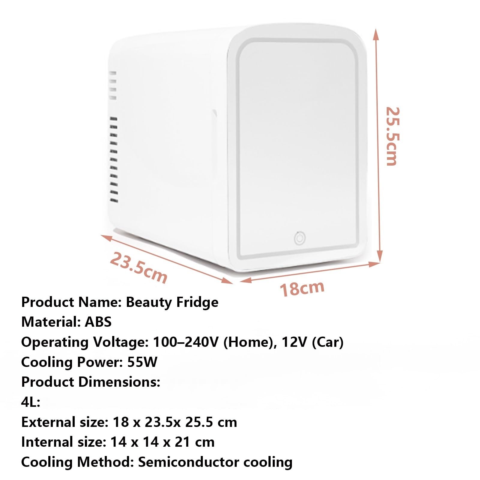 Lodówka Kosmetyczna Z Lusterkiem Z Podświetleniem LED, 12 V/220 V