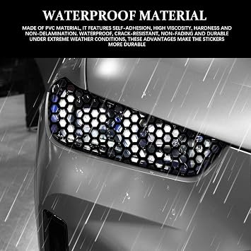 2PCS Universal Car Rear Tail Light Lamp Sticker Honeycomb Type Decal, Car Tail Light Cover, 18.8'' x 11.8'' DIY Self Adhesive Tint Film Sheet, Rear Lamp Trim Sticker for Vehicles (Black)