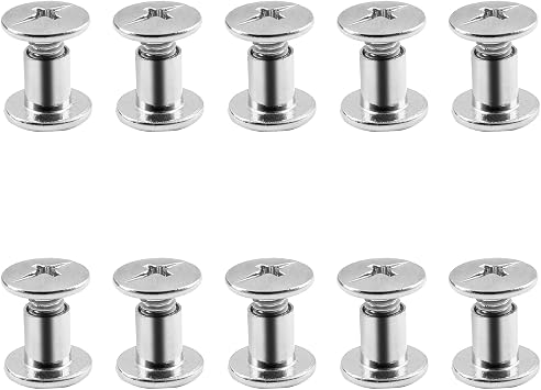 50 Sets M5 x 6mm Chicago Screw Posts Binding Screws, Phillips Chicago Binding Screws Assorted Kit for Leather, Scrapbook, Book, Photo Albums